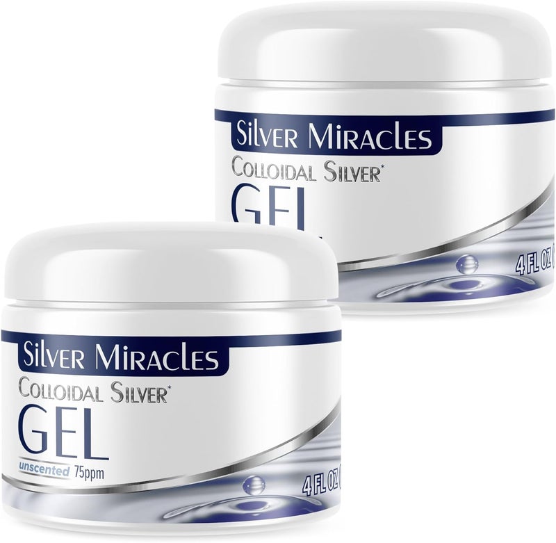 Silver Miracles Colloidal Silver Gel - Nano Silver Gel Wound Care - Healing Ointment for Burns & Irritated Skin - 4 Oz Unscented - Two Pack - Image 1
